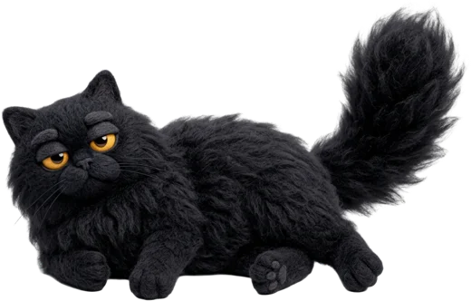 Chaai, the fluffy black cat, flopped down